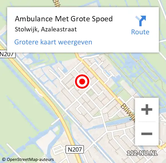 Locatie op kaart van de 112 melding: Ambulance Met Grote Spoed Naar Stolwijk, Azaleastraat op 24 juli 2022 19:36