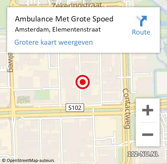 Locatie op kaart van de 112 melding: Ambulance Met Grote Spoed Naar Amsterdam, Elementenstraat op 24 juli 2022 19:58