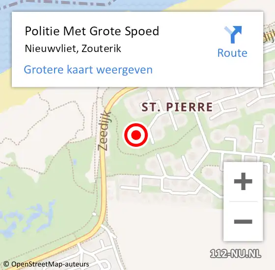 Locatie op kaart van de 112 melding: Politie Met Grote Spoed Naar Nieuwvliet, Zouterik op 24 juli 2022 20:17