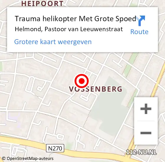 Locatie op kaart van de 112 melding: Trauma helikopter Met Grote Spoed Naar Helmond, Pastoor van Leeuwenstraat op 24 juli 2022 21:00