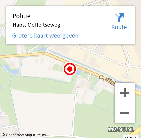 Locatie op kaart van de 112 melding: Politie Haps, Oeffeltseweg op 24 juli 2022 21:08