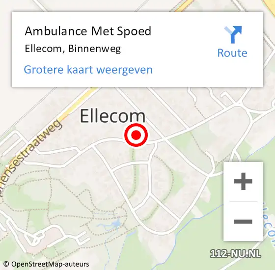 Locatie op kaart van de 112 melding: Ambulance Met Spoed Naar Ellecom, Binnenweg op 24 juli 2022 21:17