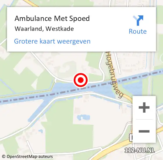 Locatie op kaart van de 112 melding: Ambulance Met Spoed Naar Waarland, Westkade op 24 juli 2022 21:26