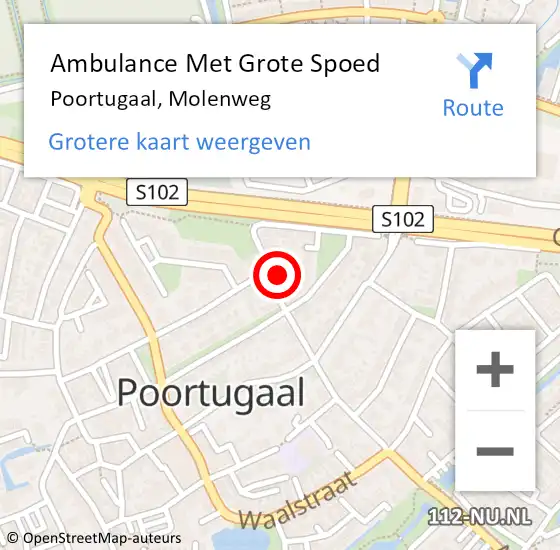 Locatie op kaart van de 112 melding: Ambulance Met Grote Spoed Naar Poortugaal, Molenweg op 24 juli 2022 21:27