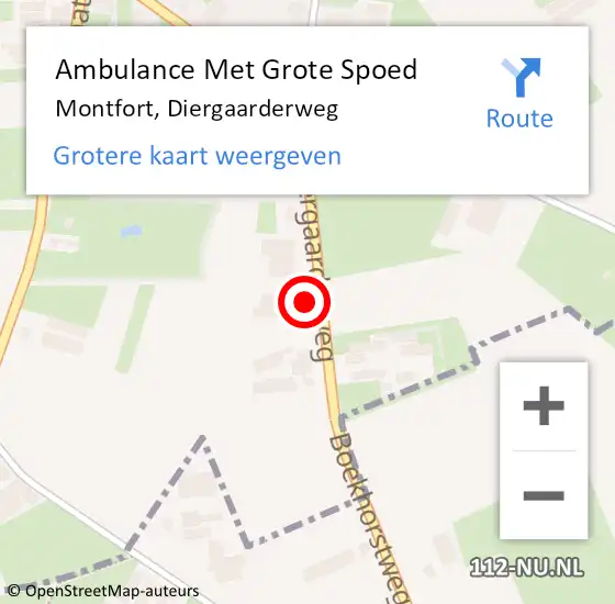 Locatie op kaart van de 112 melding: Ambulance Met Grote Spoed Naar Montfort, Diergaarderweg op 24 juli 2022 21:37