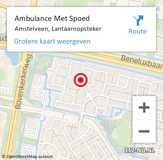 Locatie op kaart van de 112 melding: Ambulance Met Spoed Naar Amstelveen, Lantaarnopsteker op 24 juli 2022 21:48