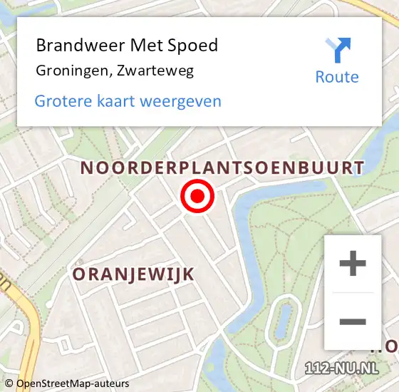 Locatie op kaart van de 112 melding: Brandweer Met Spoed Naar Groningen, Zwarteweg op 24 juli 2022 21:52