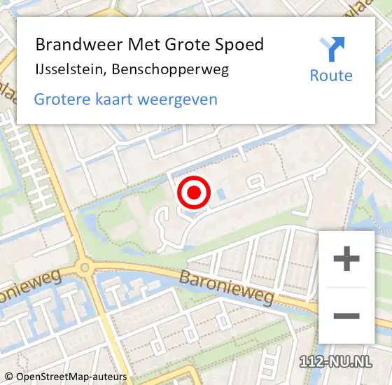 Locatie op kaart van de 112 melding: Brandweer Met Grote Spoed Naar IJsselstein, Benschopperweg op 24 juli 2022 22:18