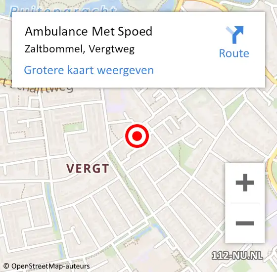 Locatie op kaart van de 112 melding: Ambulance Met Spoed Naar Zaltbommel, Vergtweg op 24 juli 2022 22:25