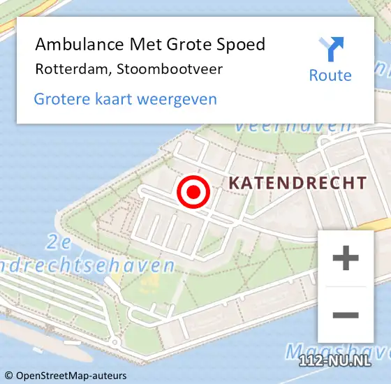 Locatie op kaart van de 112 melding: Ambulance Met Grote Spoed Naar Rotterdam, Stoombootveer op 24 juli 2022 22:26