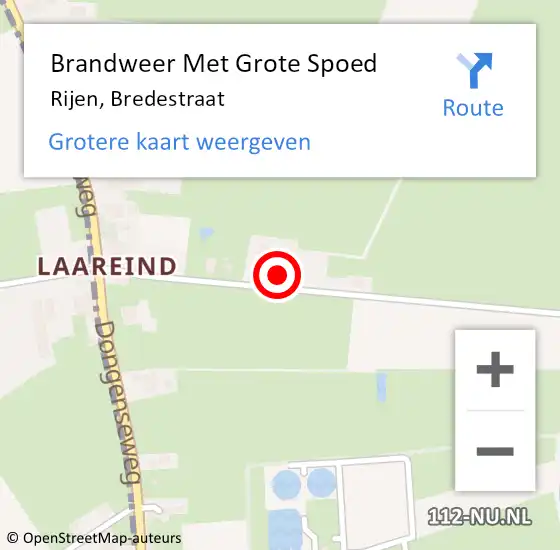 Locatie op kaart van de 112 melding: Brandweer Met Grote Spoed Naar Rijen, Bredestraat op 24 juli 2022 22:42