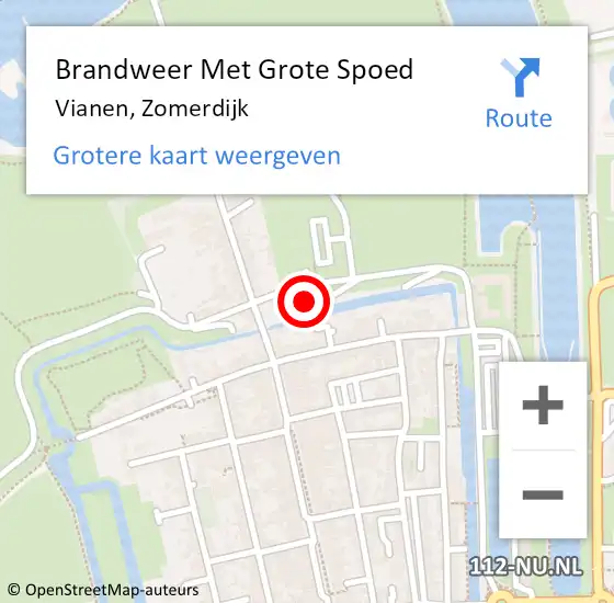 Locatie op kaart van de 112 melding: Brandweer Met Grote Spoed Naar Vianen, Zomerdijk op 24 juli 2022 22:43