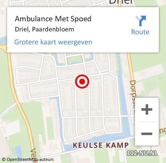 Locatie op kaart van de 112 melding: Ambulance Met Spoed Naar Driel, Paardenbloem op 24 juli 2022 23:09