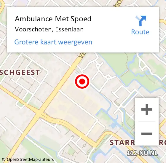 Locatie op kaart van de 112 melding: Ambulance Met Spoed Naar Voorschoten, Essenlaan op 24 juli 2022 23:22