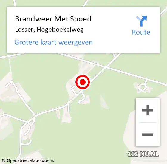 Locatie op kaart van de 112 melding: Brandweer Met Spoed Naar Losser, Hogeboekelweg op 25 juli 2022 00:15