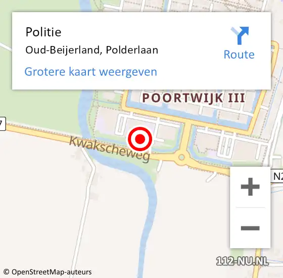 Locatie op kaart van de 112 melding: Politie Oud-Beijerland, Polderlaan op 25 juli 2022 00:28