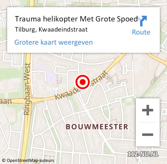 Locatie op kaart van de 112 melding: Trauma helikopter Met Grote Spoed Naar Tilburg, Kwaadeindstraat op 25 juli 2022 00:30