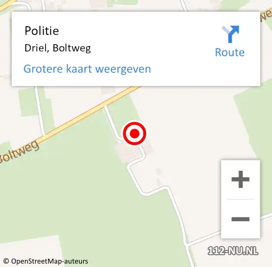 Locatie op kaart van de 112 melding: Politie Driel, Boltweg op 25 juli 2022 00:39