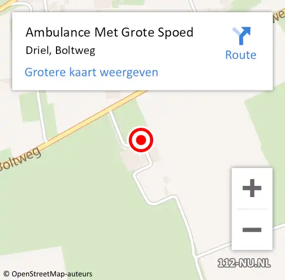 Locatie op kaart van de 112 melding: Ambulance Met Grote Spoed Naar Driel, Boltweg op 25 juli 2022 00:40