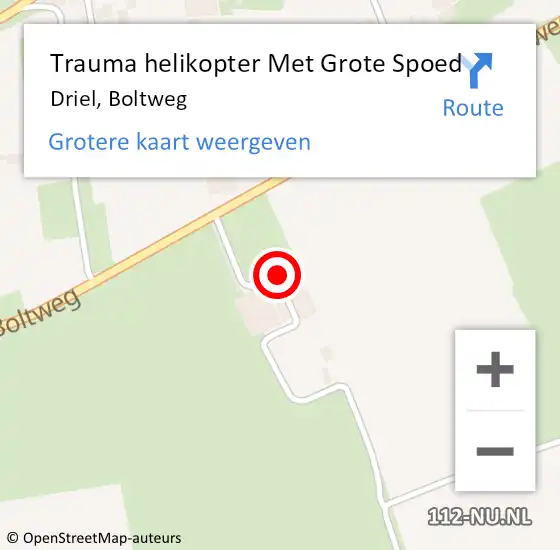 Locatie op kaart van de 112 melding: Trauma helikopter Met Grote Spoed Naar Driel, Boltweg op 25 juli 2022 00:41