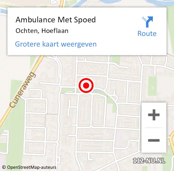 Locatie op kaart van de 112 melding: Ambulance Met Spoed Naar Ochten, Hoeflaan op 25 juli 2022 00:48