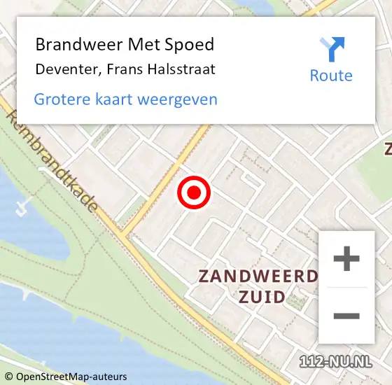 Locatie op kaart van de 112 melding: Brandweer Met Spoed Naar Deventer, Frans Halsstraat op 25 juli 2022 01:10