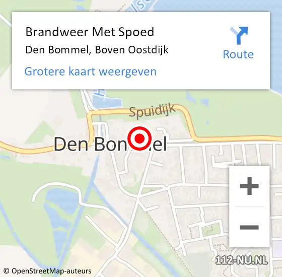 Locatie op kaart van de 112 melding: Brandweer Met Spoed Naar Den Bommel, Boven Oostdijk op 25 juli 2022 01:41