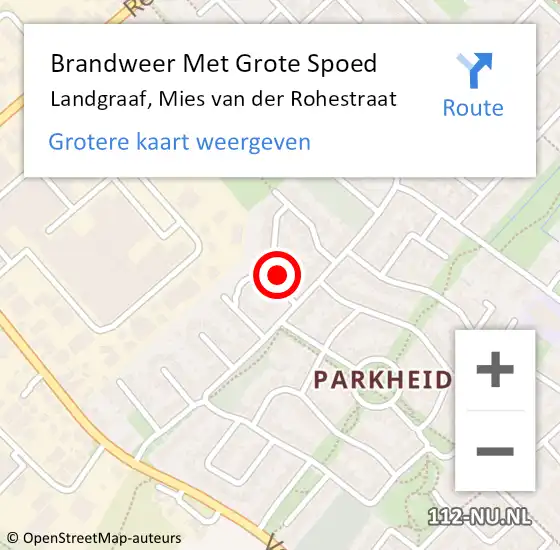 Locatie op kaart van de 112 melding: Brandweer Met Grote Spoed Naar Landgraaf, Mies van der Rohestraat op 25 juli 2022 01:52