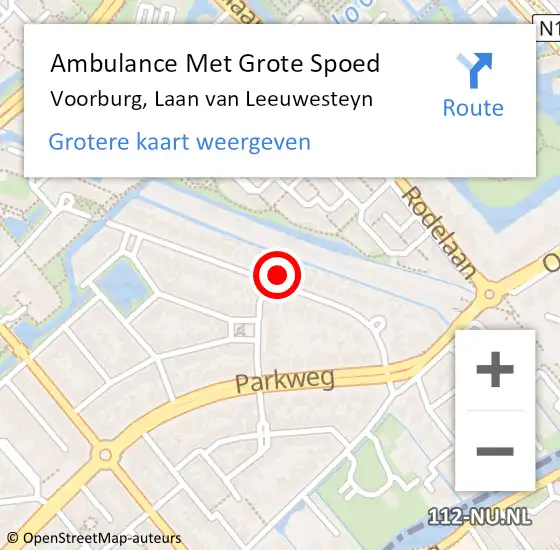 Locatie op kaart van de 112 melding: Ambulance Met Grote Spoed Naar Voorburg, Laan van Leeuwesteyn op 25 juli 2022 02:00