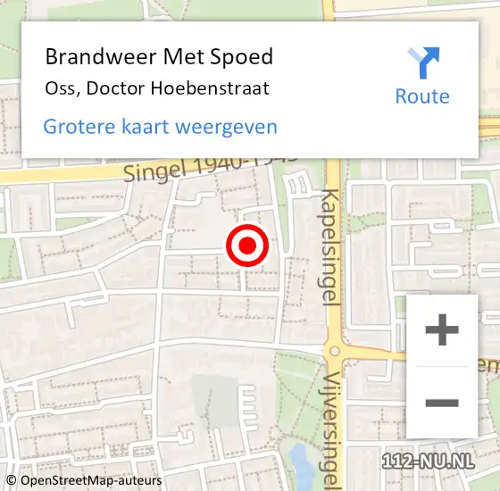 Locatie op kaart van de 112 melding: Brandweer Met Spoed Naar Oss, Doctor Hoebenstraat op 25 juli 2022 02:14