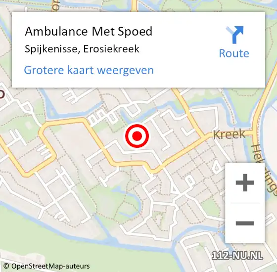 Locatie op kaart van de 112 melding: Ambulance Met Spoed Naar Spijkenisse, Erosiekreek op 25 juli 2022 02:22