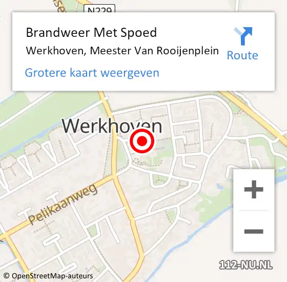 Locatie op kaart van de 112 melding: Brandweer Met Spoed Naar Werkhoven, Meester Van Rooijenplein op 25 juli 2022 03:09