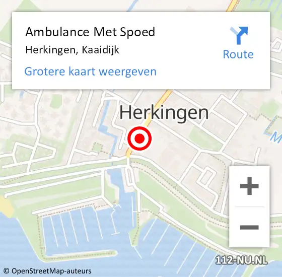 Locatie op kaart van de 112 melding: Ambulance Met Spoed Naar Herkingen, Kaaidijk op 25 juli 2022 04:06