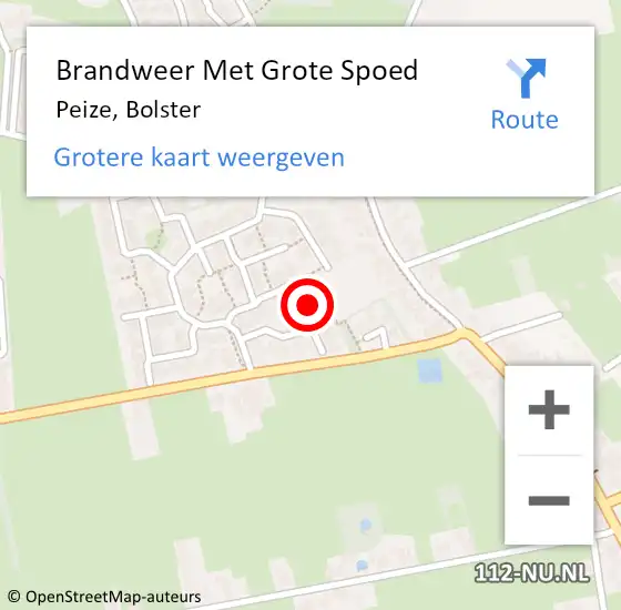 Locatie op kaart van de 112 melding: Brandweer Met Grote Spoed Naar Peize, Bolster op 25 juli 2022 04:10