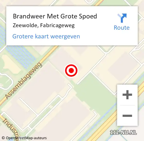 Locatie op kaart van de 112 melding: Brandweer Met Grote Spoed Naar Zeewolde, Fabricageweg op 25 juli 2022 04:36