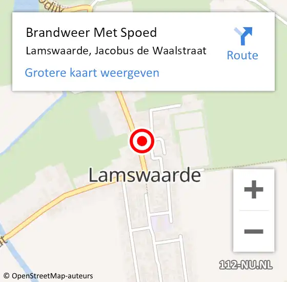 Locatie op kaart van de 112 melding: Brandweer Met Spoed Naar Lamswaarde, Jacobus de Waalstraat op 25 juli 2022 04:44