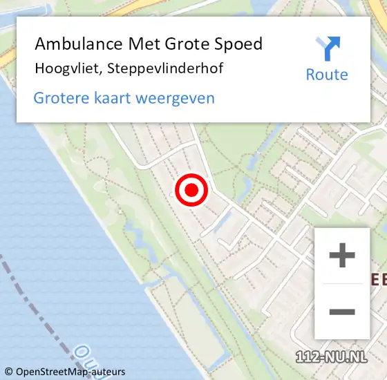 Locatie op kaart van de 112 melding: Ambulance Met Grote Spoed Naar Hoogvliet, Steppevlinderhof op 25 juli 2022 04:51