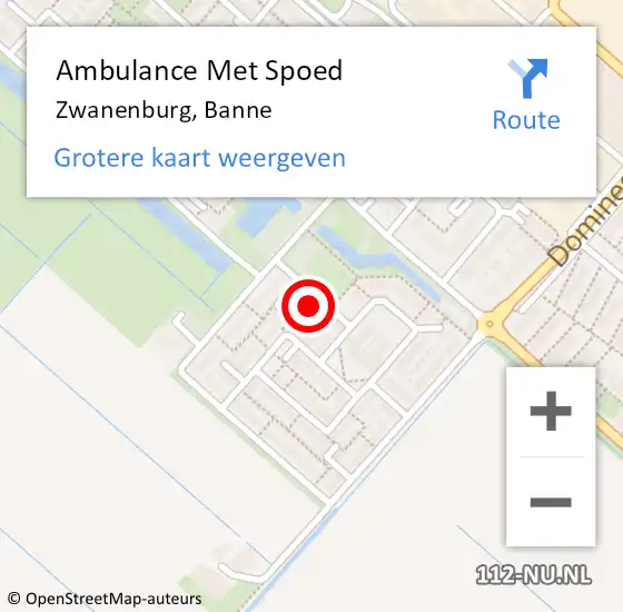 Locatie op kaart van de 112 melding: Ambulance Met Spoed Naar Zwanenburg, Banne op 25 juli 2022 05:53