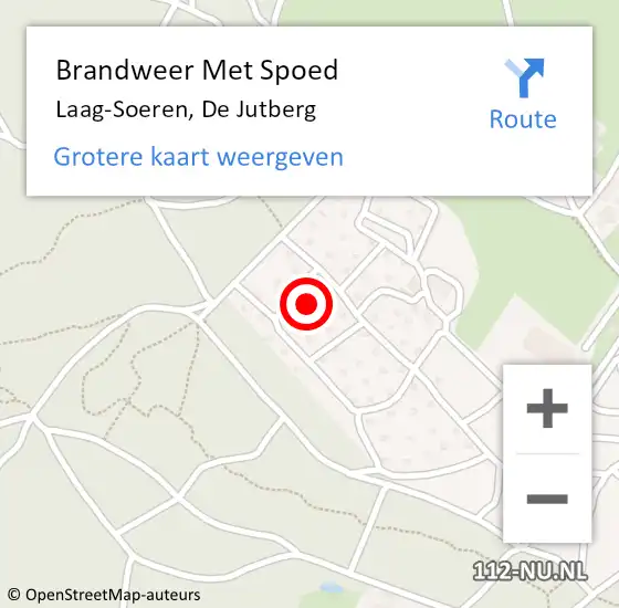 Locatie op kaart van de 112 melding: Brandweer Met Spoed Naar Laag-Soeren, De Jutberg op 25 juli 2022 06:25