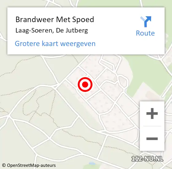 Locatie op kaart van de 112 melding: Brandweer Met Spoed Naar Laag-Soeren, De Jutberg op 25 juli 2022 06:32