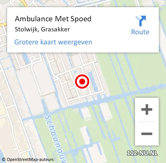 Locatie op kaart van de 112 melding: Ambulance Met Spoed Naar Stolwijk, Grasakker op 25 juli 2022 07:13