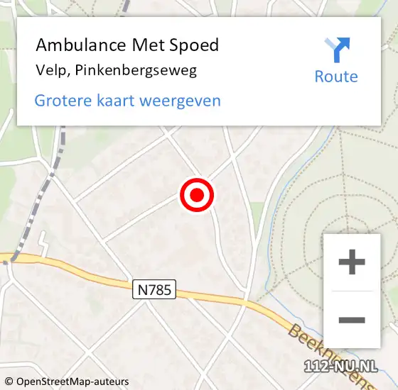 Locatie op kaart van de 112 melding: Ambulance Met Spoed Naar Velp, Pinkenbergseweg op 25 juli 2022 07:35