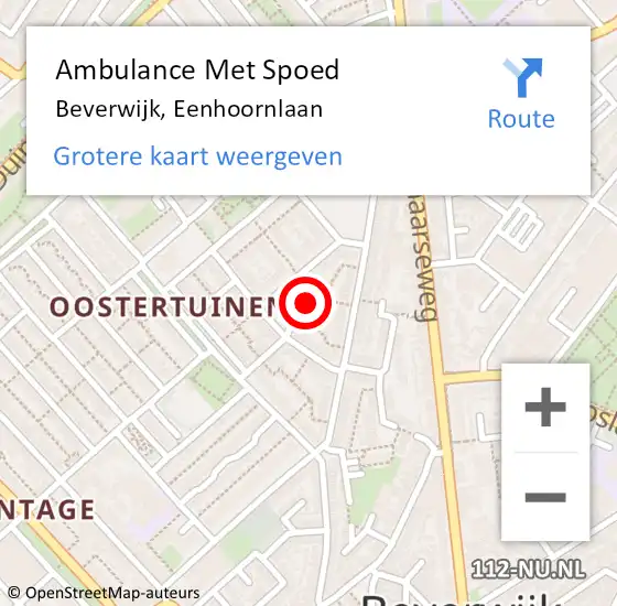 Locatie op kaart van de 112 melding: Ambulance Met Spoed Naar Beverwijk, Eenhoornlaan op 25 juli 2022 07:48