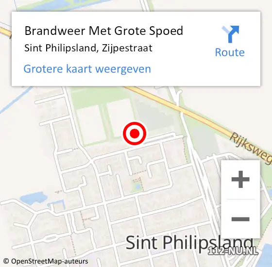 Locatie op kaart van de 112 melding: Brandweer Met Grote Spoed Naar Sint Philipsland, Zijpestraat op 25 juli 2022 08:12