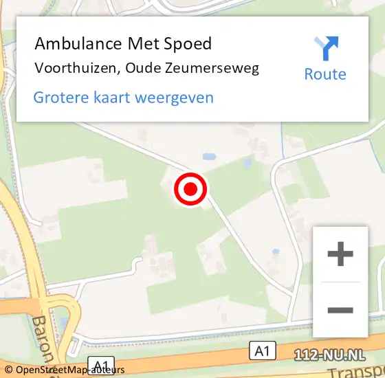 Locatie op kaart van de 112 melding: Ambulance Met Spoed Naar Voorthuizen, Oude Zeumerseweg op 25 juli 2022 08:21