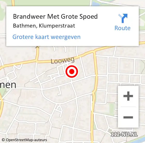 Locatie op kaart van de 112 melding: Brandweer Met Grote Spoed Naar Bathmen, Klumperstraat op 25 juli 2022 08:51