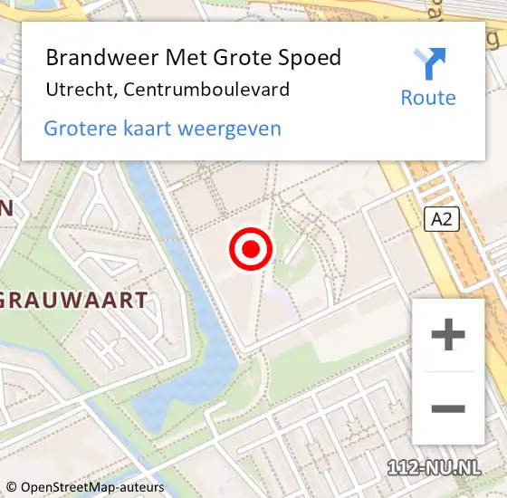 Locatie op kaart van de 112 melding: Brandweer Met Grote Spoed Naar Utrecht, Centrumboulevard op 25 juli 2022 08:51