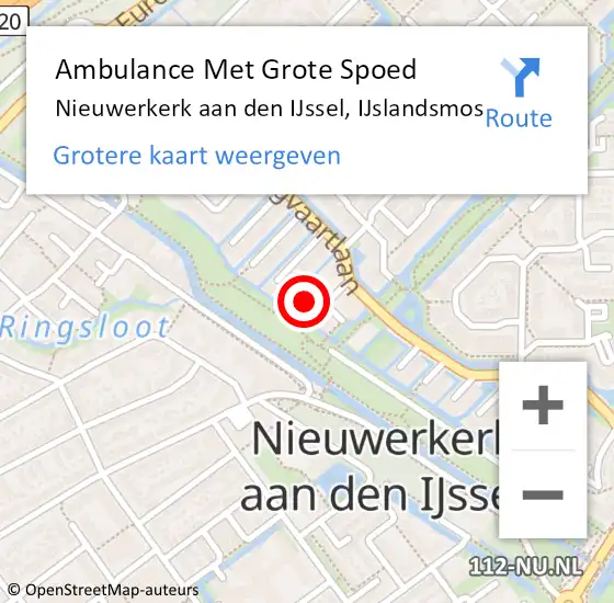 Locatie op kaart van de 112 melding: Ambulance Met Grote Spoed Naar Nieuwerkerk aan den IJssel, IJslandsmos op 25 juli 2022 09:06