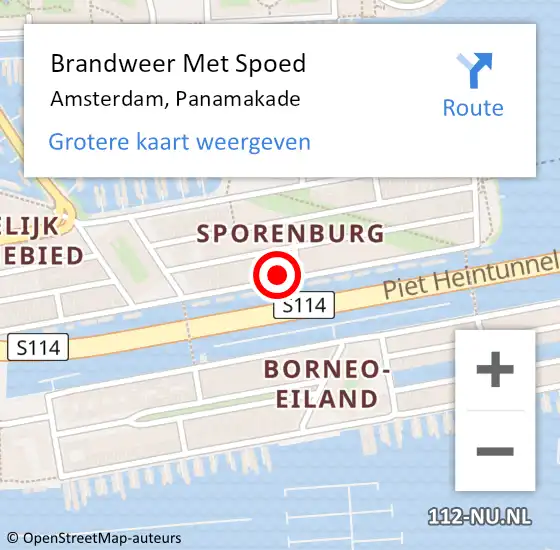 Locatie op kaart van de 112 melding: Brandweer Met Spoed Naar Amsterdam, Panamakade op 25 juli 2022 09:08