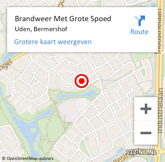 Locatie op kaart van de 112 melding: Brandweer Met Grote Spoed Naar Uden, Bermershof op 25 juli 2022 09:29